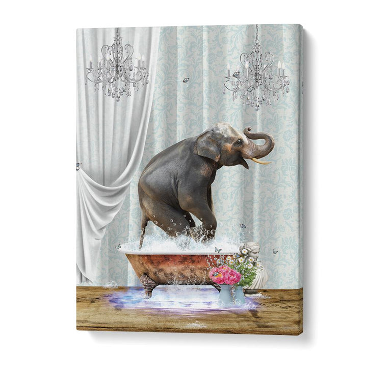 elephant a bubbles by sue skellern wall art prints in Gallery Wrap