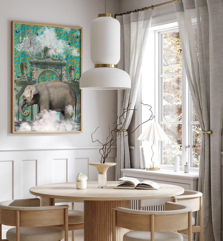 elephant adventures by sue skellern wall art prints Artwork V placed on a wall