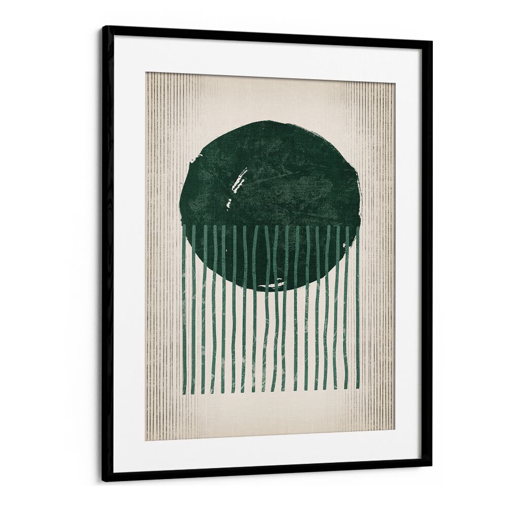 emerald round jellyfish geometric paintings in Black Frame With Mount