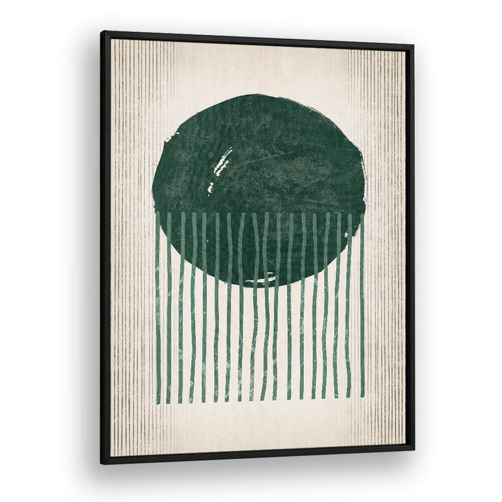 emerald round jellyfish geometric paintings in Black Plain Frame