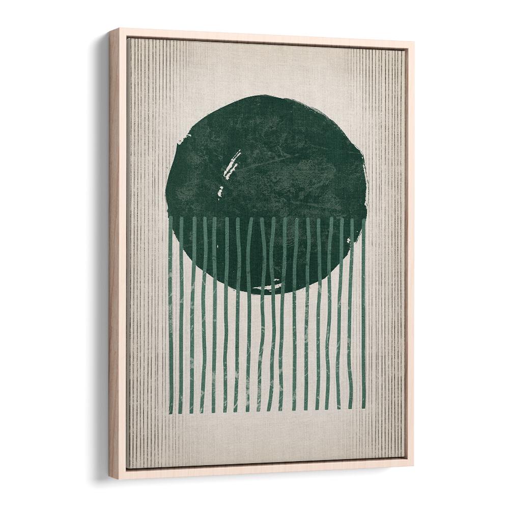 emerald round jellyfish geometric paintings in Oak Wood Floater Frame