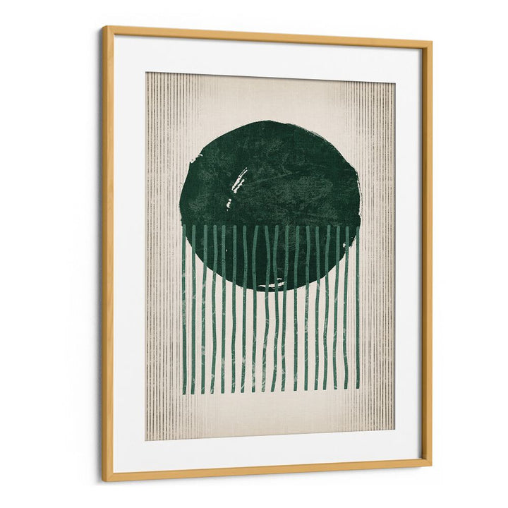 emerald round jellyfish geometric paintings in Oak Wood Frame With Mount