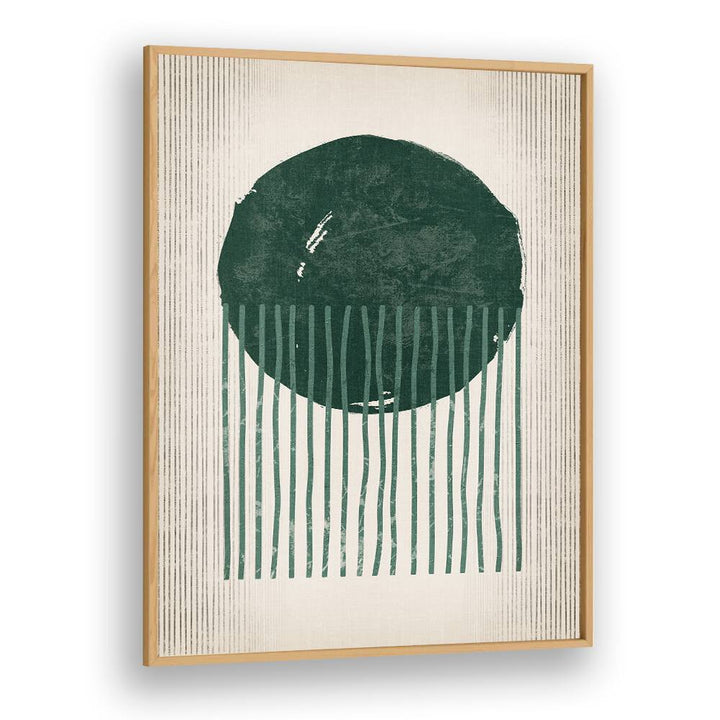 emerald round jellyfish geometric paintings in Oak Wood Plain Frame