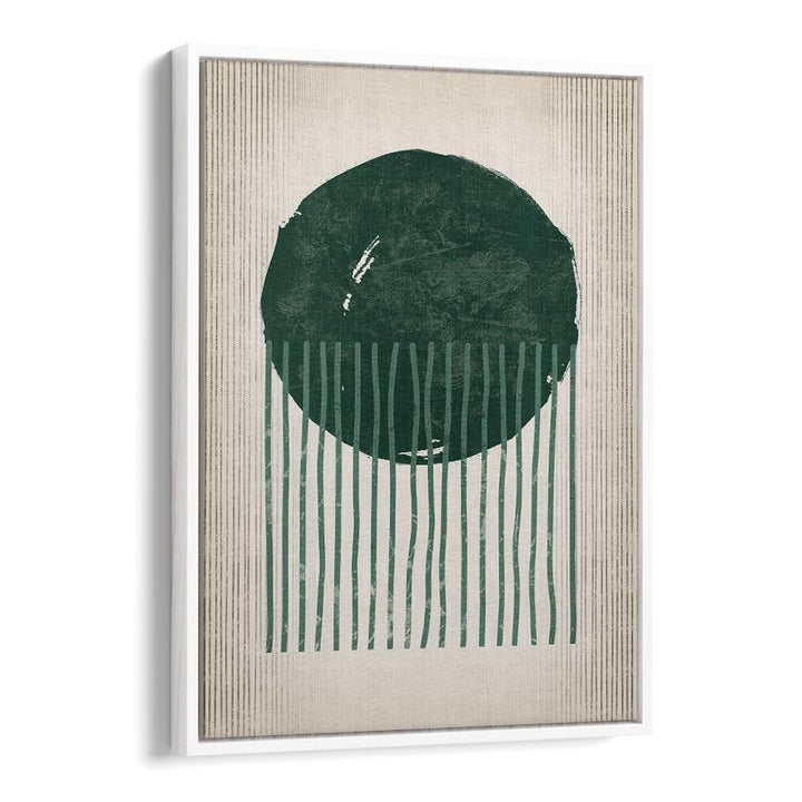 emerald round jellyfish geometric paintings in White Floater Frame