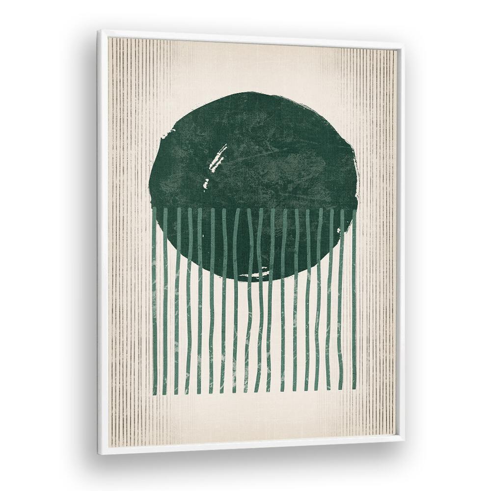 emerald round jellyfish geometric paintings in White Plain Frame