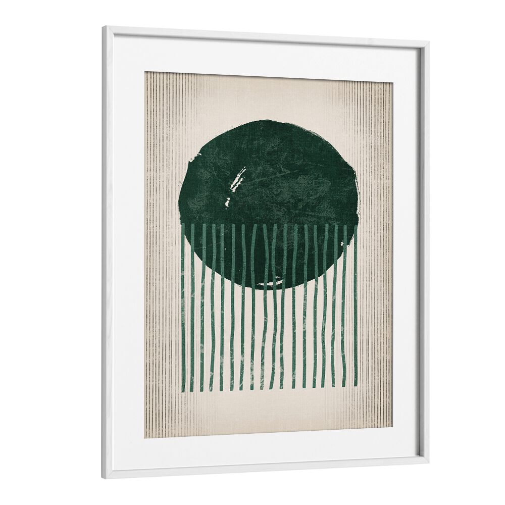 emerald round jellyfishgeometric paintings in White Frame With Mount