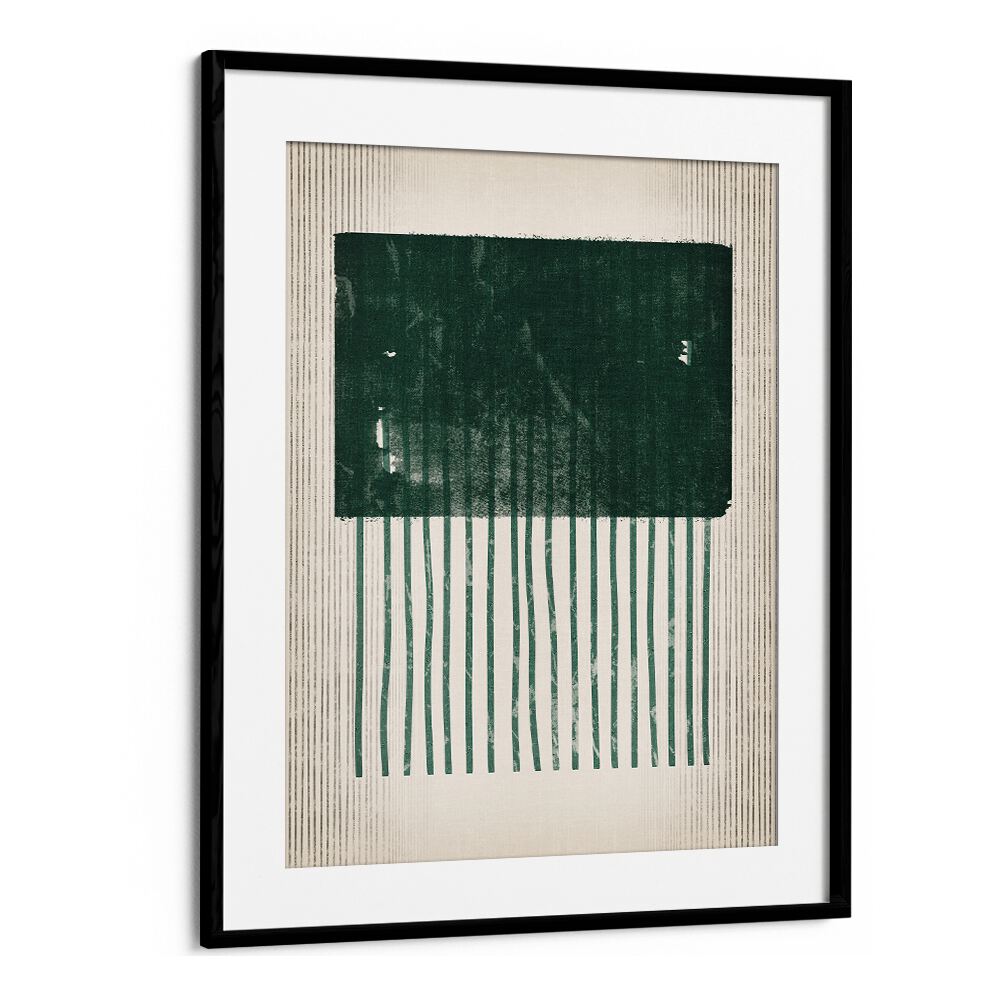 emerald square jellyfish geometric paintings in Black Frame With Mount