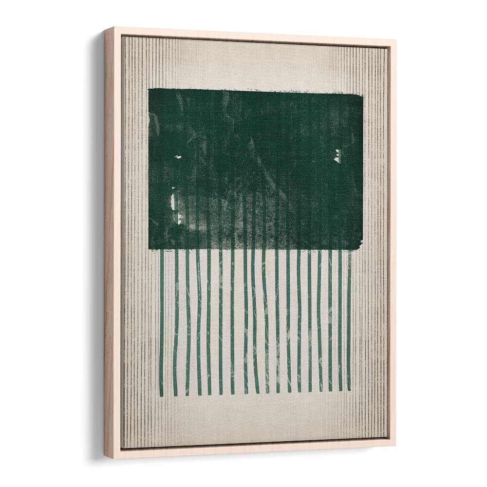 emerald square jellyfish geometric paintings in Oak Wood Floater Frame