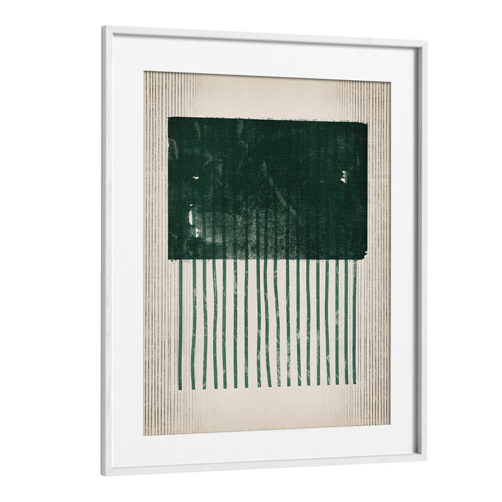 emerald square jellyfishgeometric paintings in White Frame With Mount