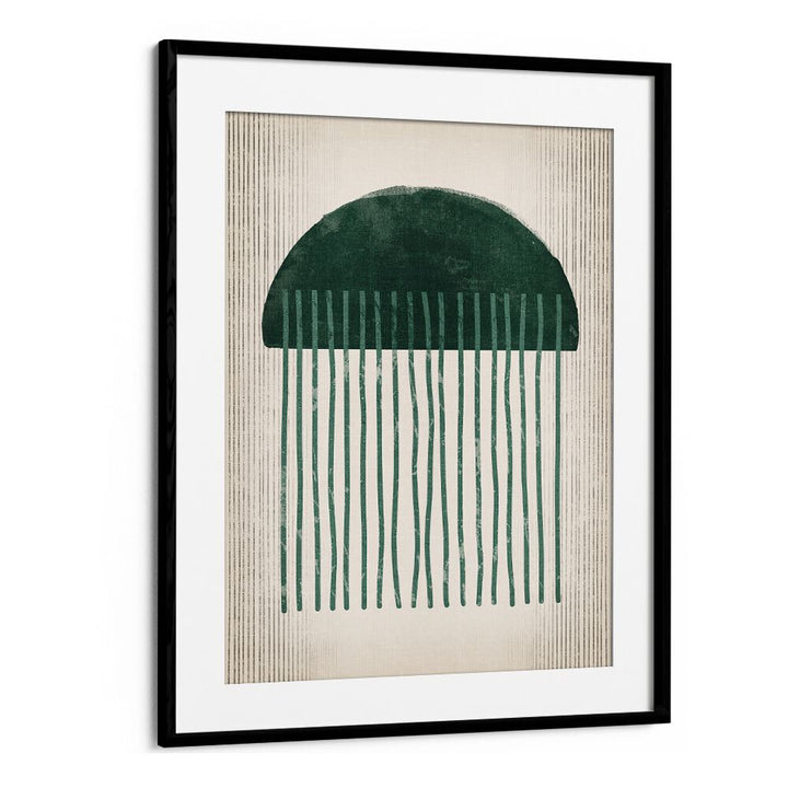 emerald suspicious jellyfish geometric paintings in Black Frame With Mount