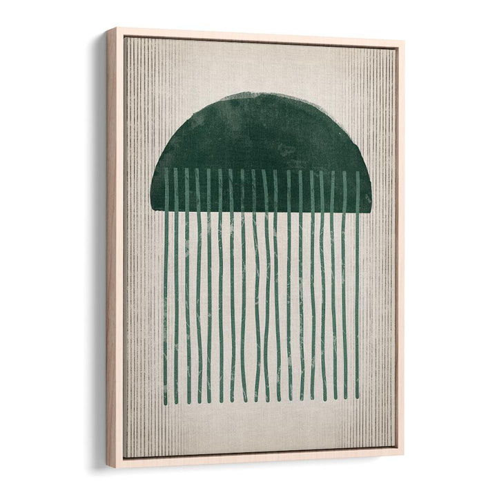 emerald suspicious jellyfish geometric paintings in Oak Wood Floater Frame