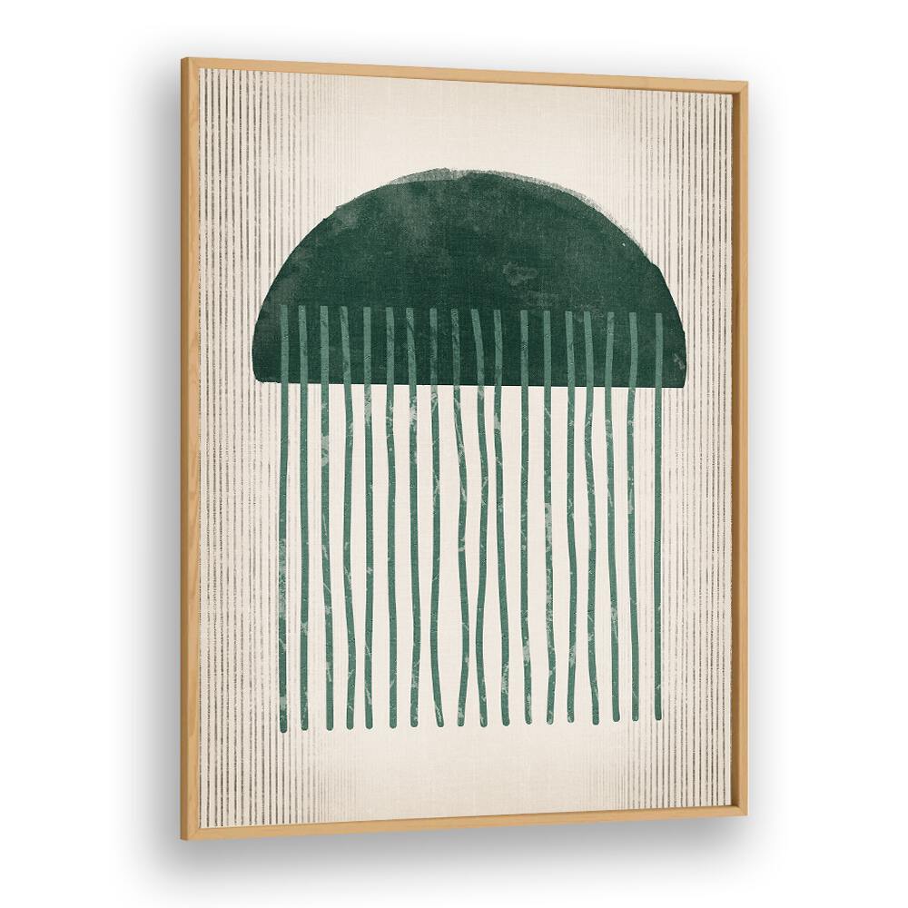 emerald suspicious jellyfish geometric paintings in Oak Wood Plain Frame