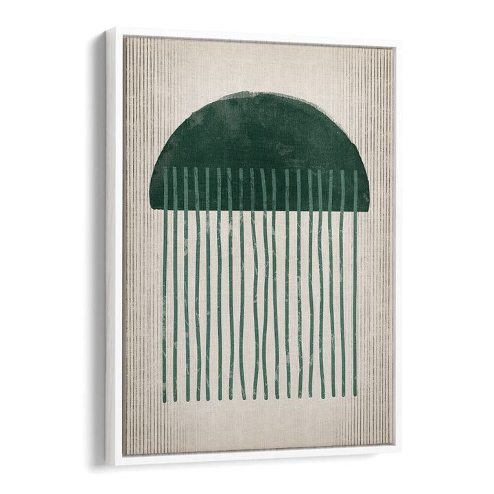 emerald suspicious jellyfish geometric paintings in White Floater Frame