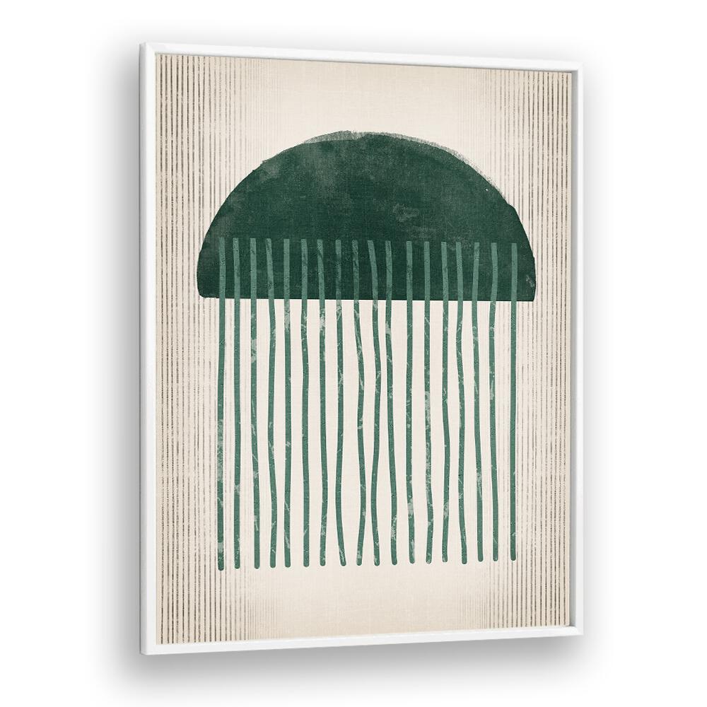 emerald suspicious jellyfish geometric paintings in White Plain Frame