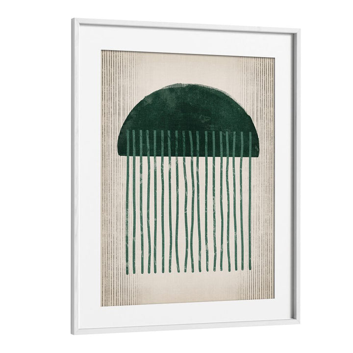 emerald suspicious jellyfishgeometric paintings in White Frame With Mount