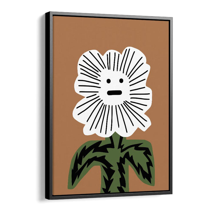 emoji plant by little dean kids room paintings kids room wall art in Black Floater Frame