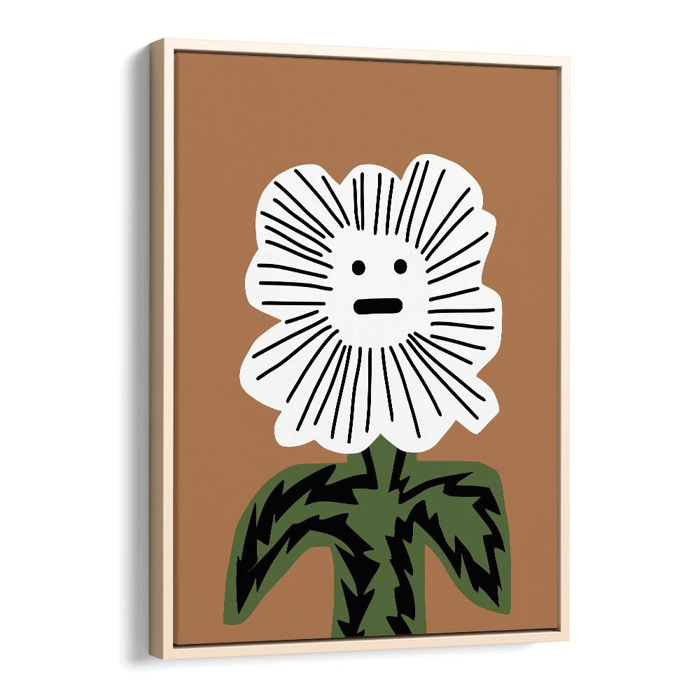 emoji plant by little dean kids room paintings kids room wall art in Oak Wood Floater Frame