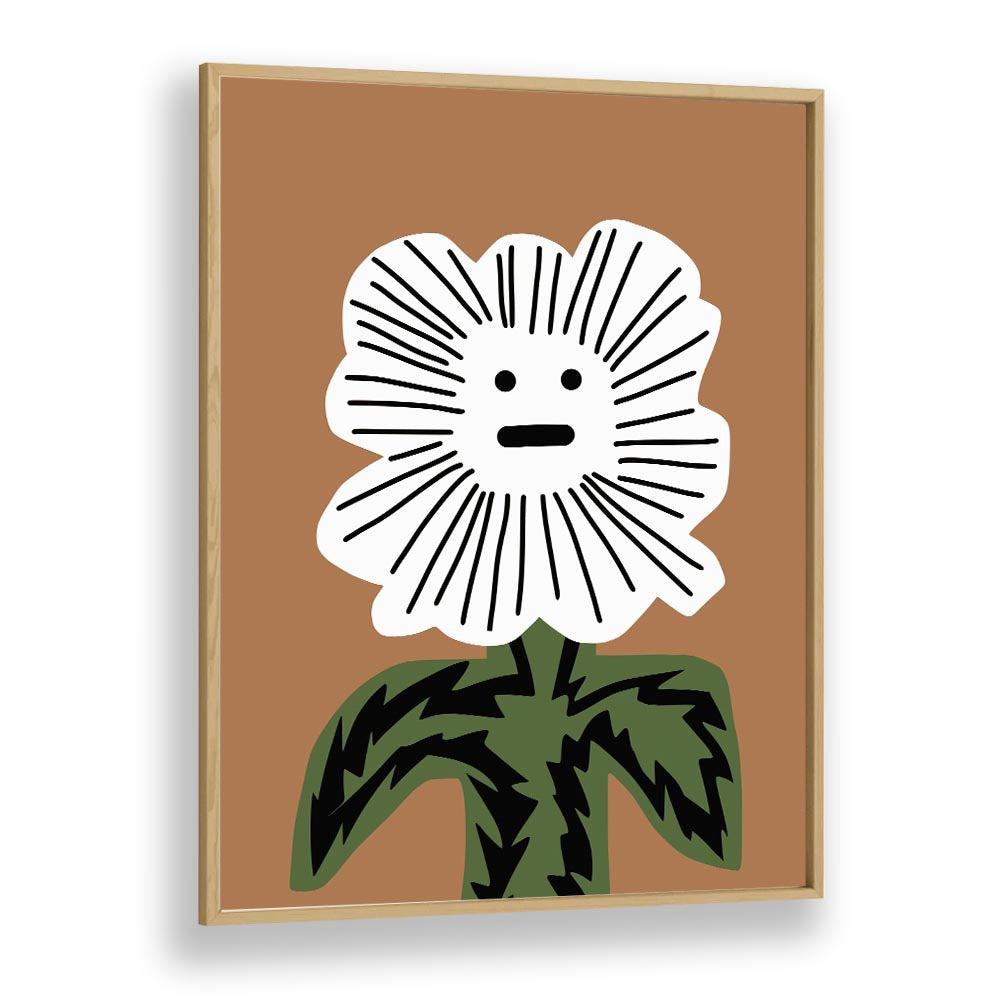 emoji plant by little dean kids room paintings kids room wall art in Oak Wood Plain Frame