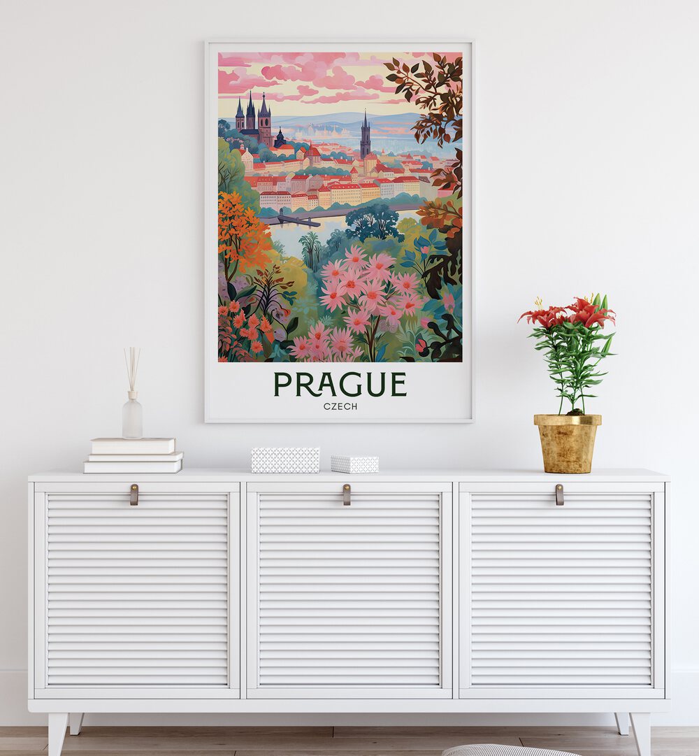 enchanting prague travel posters Artwork III placed on a Wall 