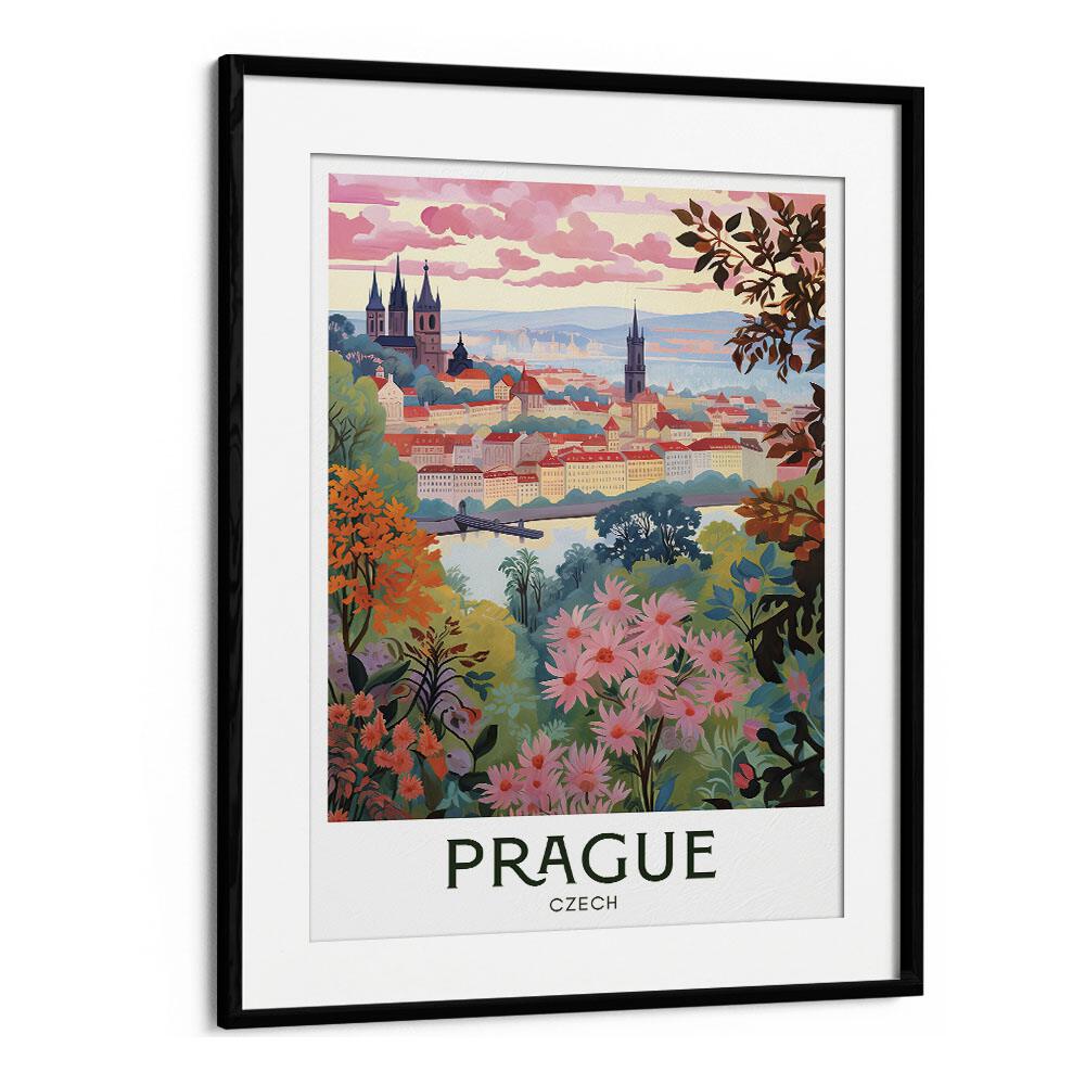 enchanting prague travel posters in Black Frame With Mount