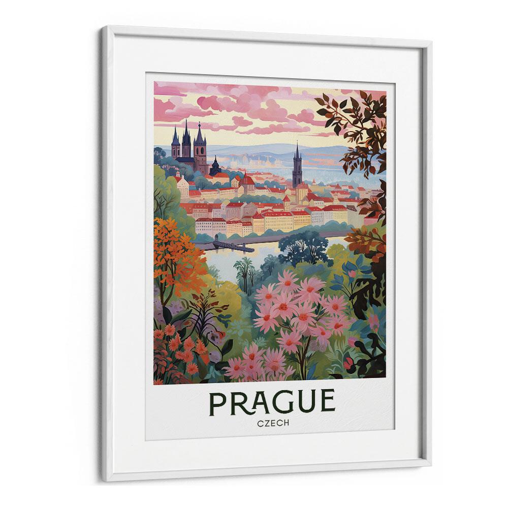 enchanting prague travel posters in White Frame With Mount