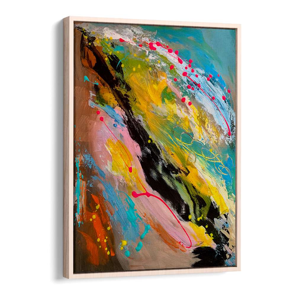 ephemeral equilibrium abstract paintings in Oak Wood Floater Frame