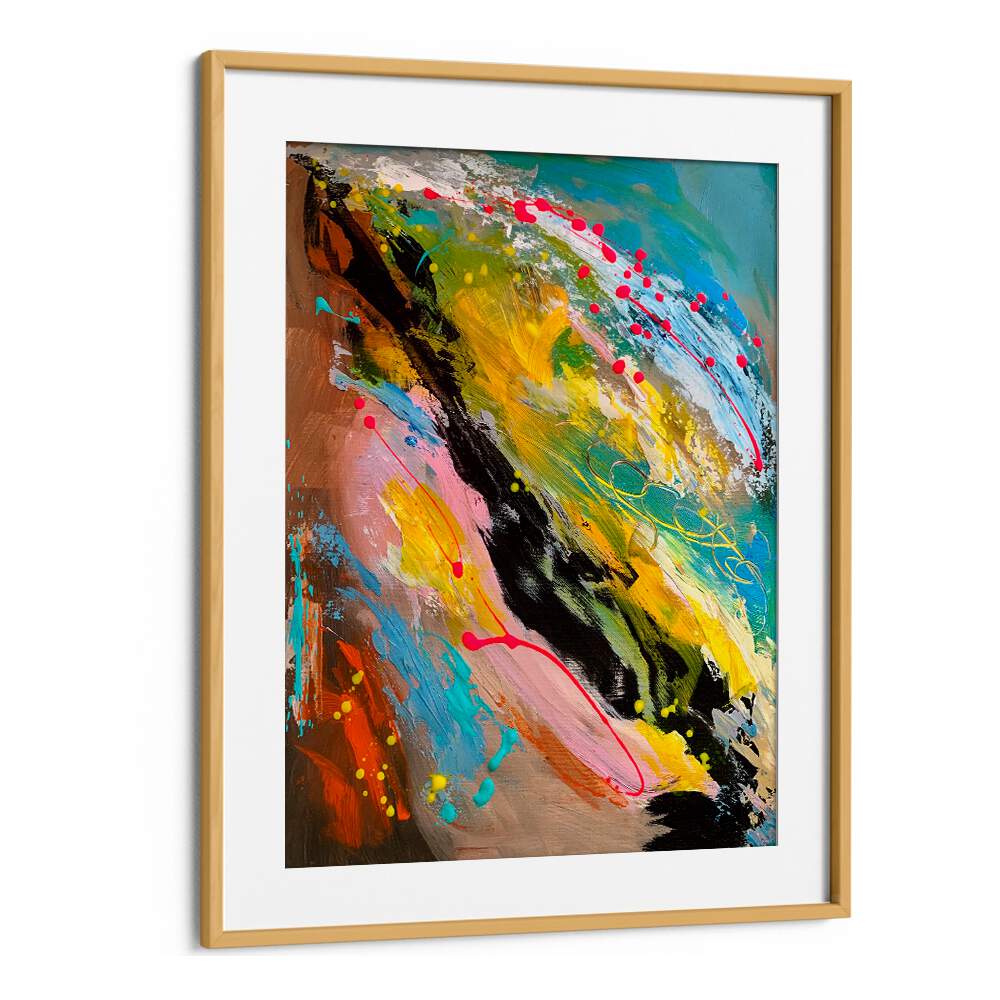 ephemeral equilibrium abstract paintings in Oak Wood Frame With Mount