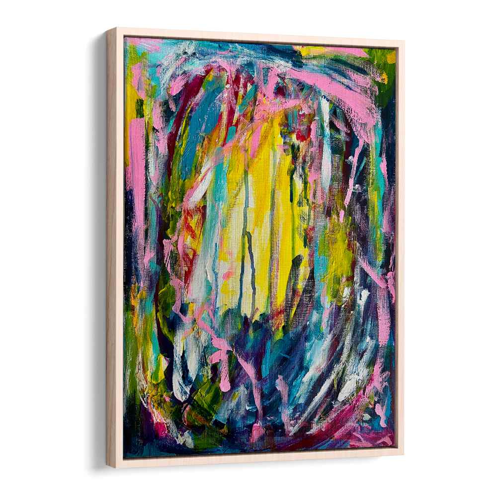 euphoria abstract paintings in Oak Wood Floater Frame