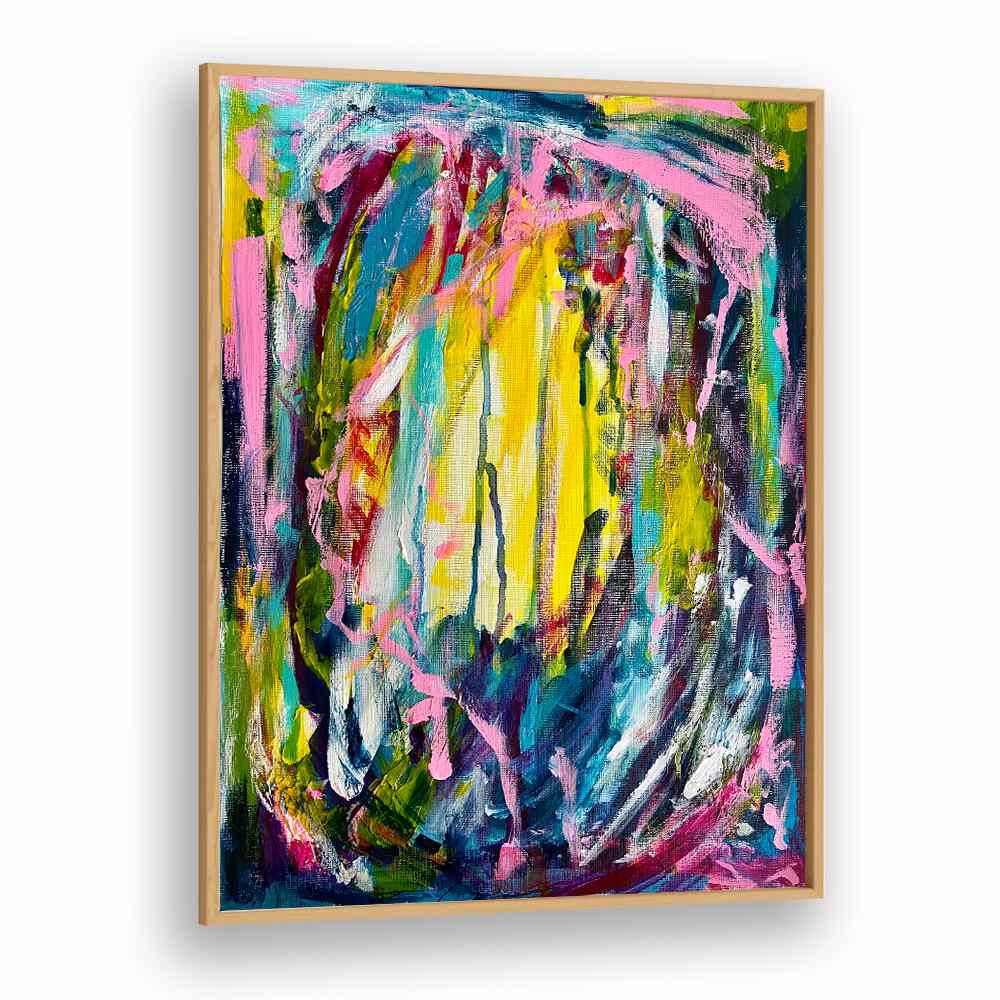 euphoria abstract paintings in Oak Wood Plain Frame