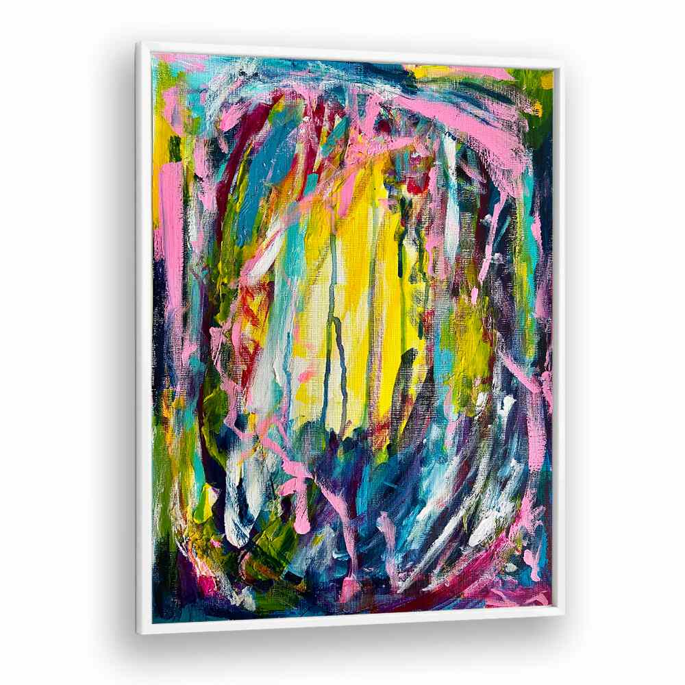 euphoria abstract paintings in White Plain Frame