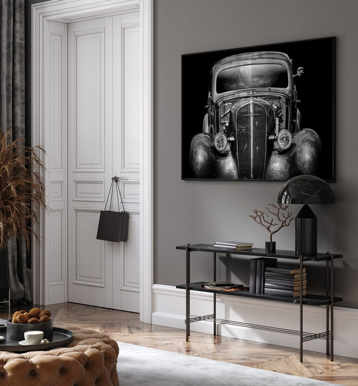 excalibur car poster Artwork in bedroom above console table 