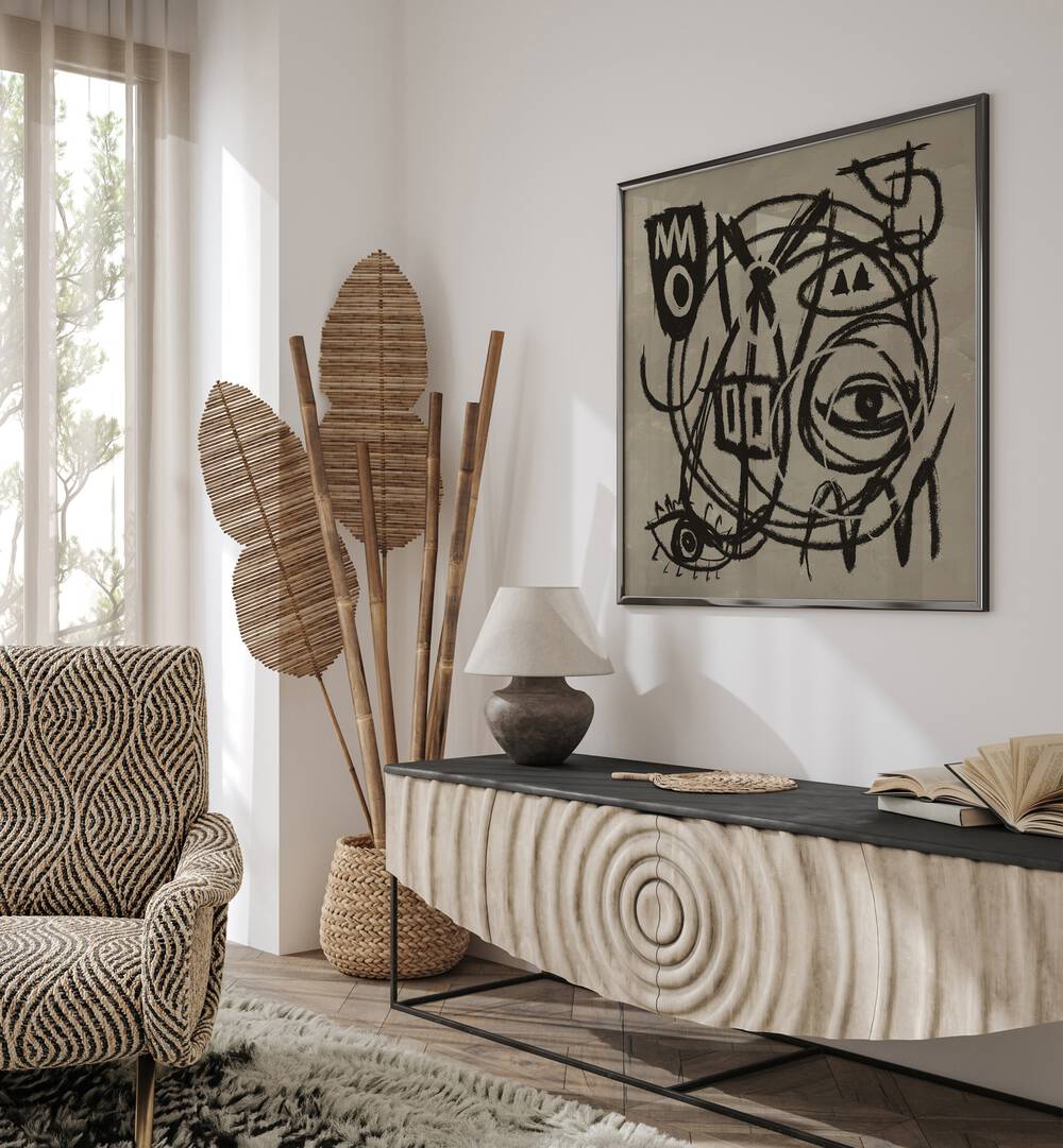 Stylish living room featuring EXPRESSED, ABSTRACT PAINTINGS by Dan Hobday, enhancing any space with vibrant art.