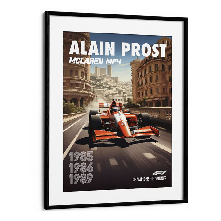 f1-alain prost-mclaren mp4 car poster in Black Frame With Mount