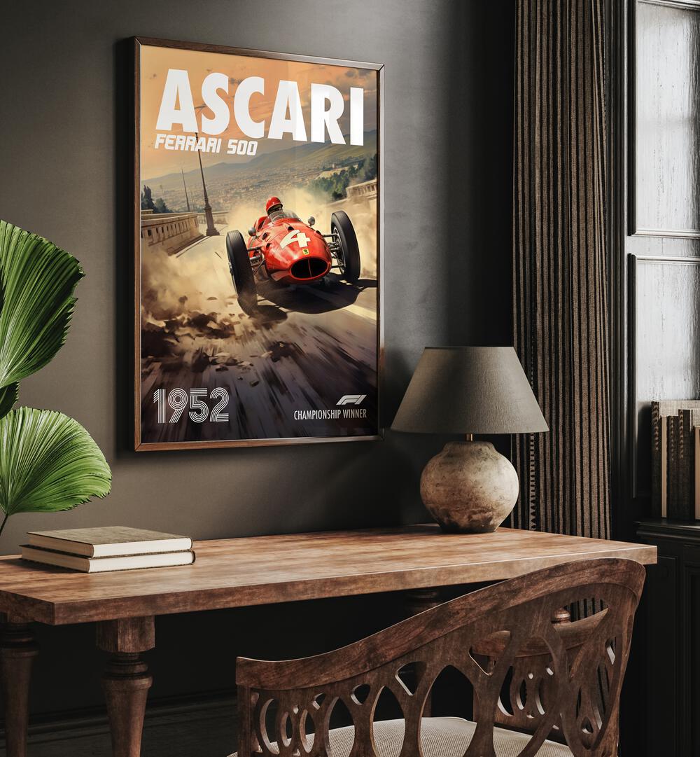 f1-ascari-ferrari 500 car poster Artwork I placed on a Wall 