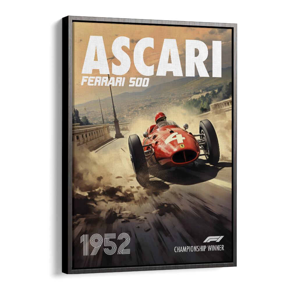 f1-ascari-ferrari 500 car poster in Black Floater Frame