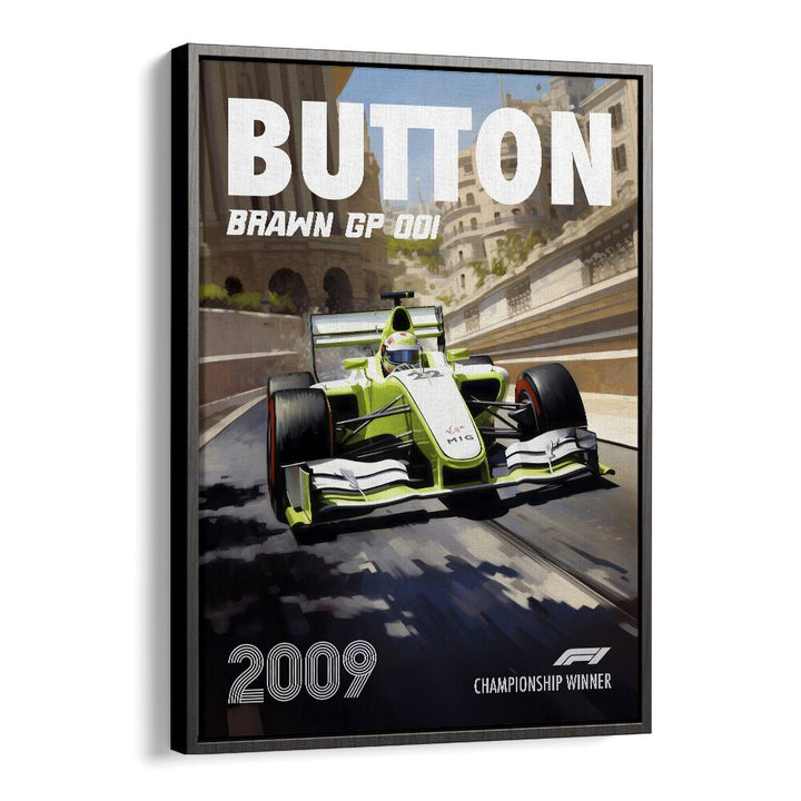 f1-button-brawn gp 001 car poster in Black Floater Frame