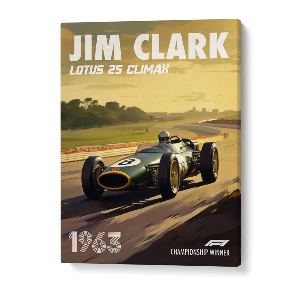 f1-jim clark-lotus 25 climax car poster in Gallery Wrap