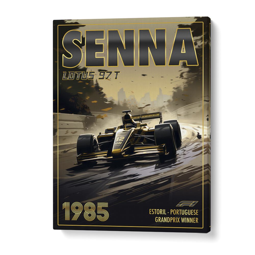 f1-senna-lotus 97t car poster in Gallery Wrap