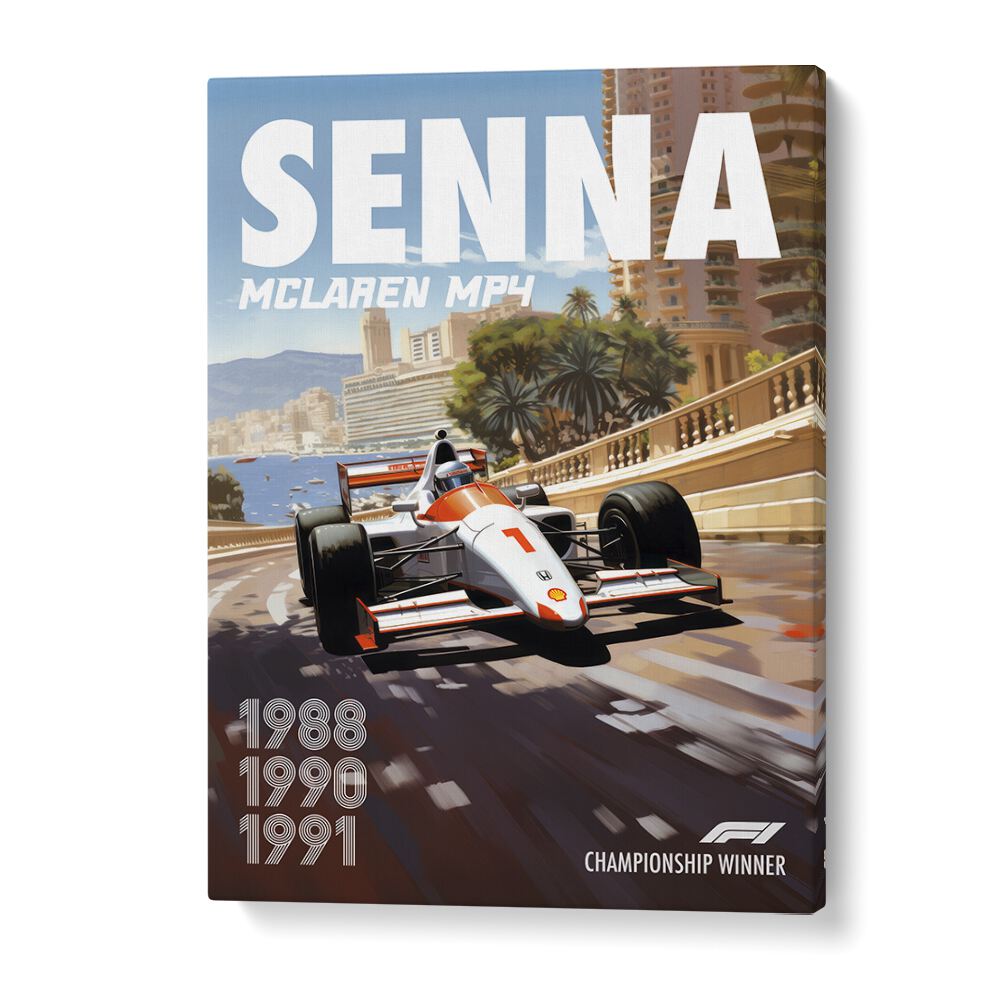 f1-senna-mclaren mp4 car poster in Gallery Wrap