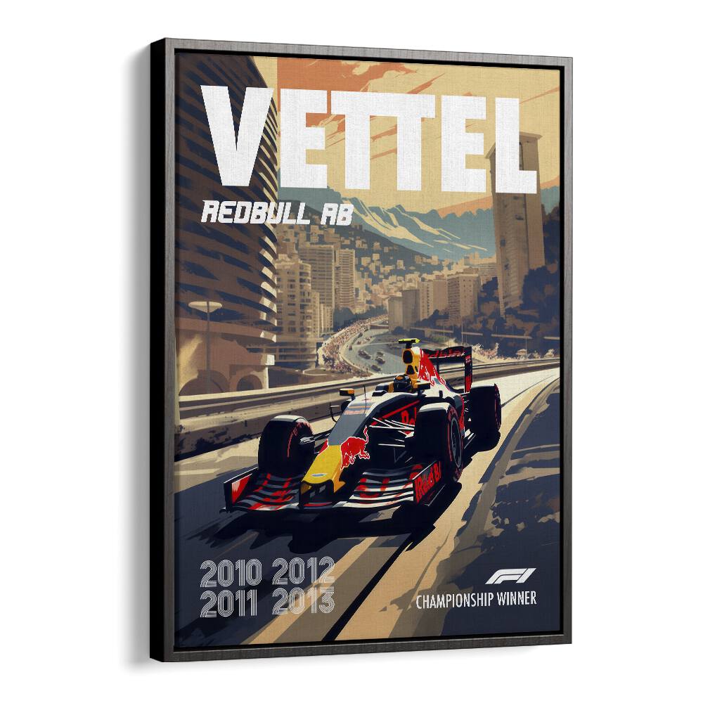 f1-vettel-redbull rb car poster in Black Floater Frame