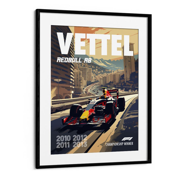 f1-vettel-redbull rb car poster in Black Frame With Mount