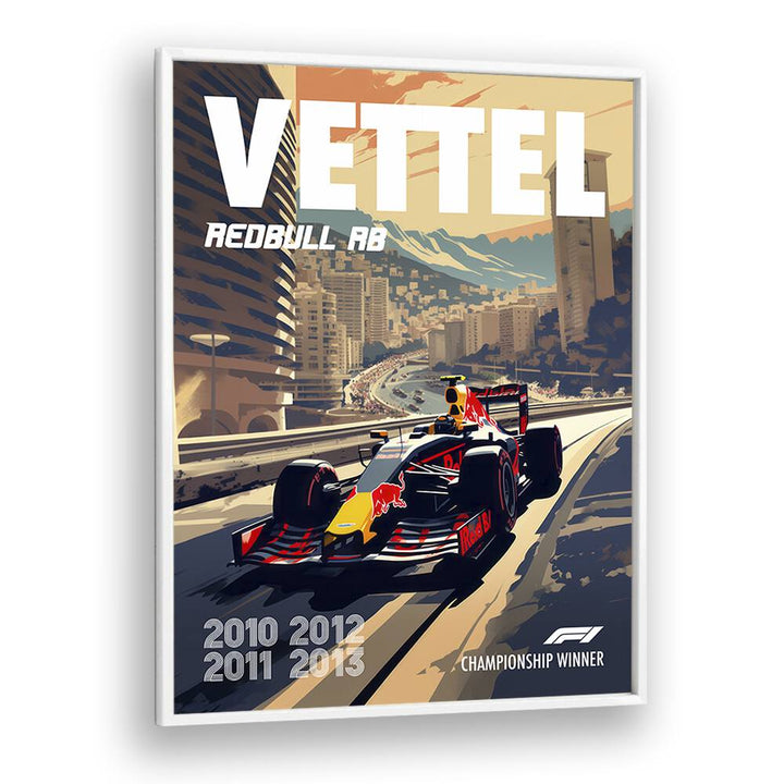 f1-vettel-redbull rb car poster in White Plain Frame