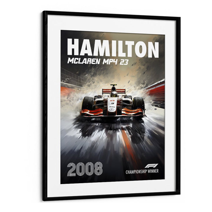 f1å-hamilton-mclaren mp4 23 car poster in Black Frame With Mount