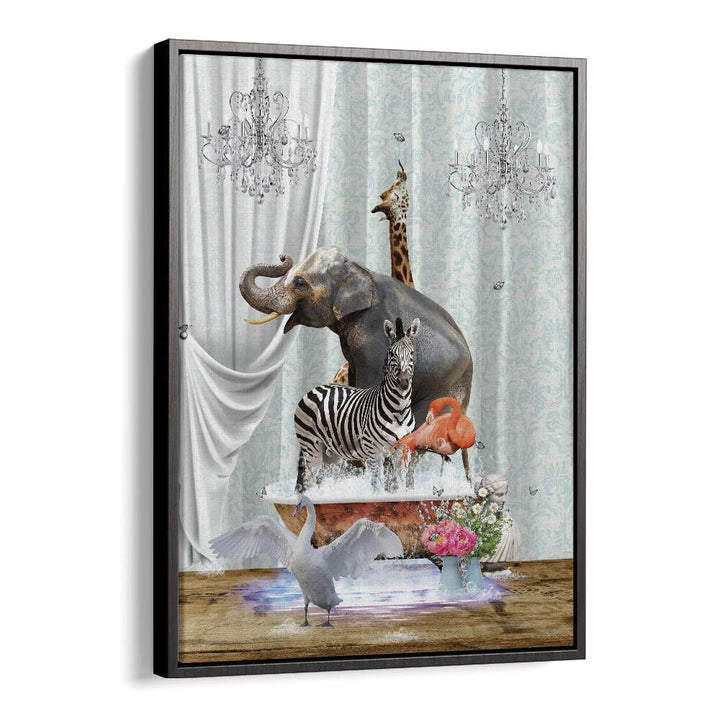 family time a bubbles by sue skellern wall art prints in Black Floater Frame