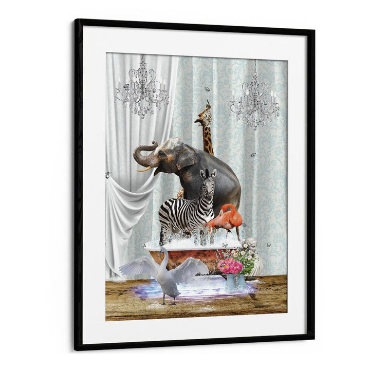 family time a bubbles by sue skellern wall art prints in Black Frame With Mount