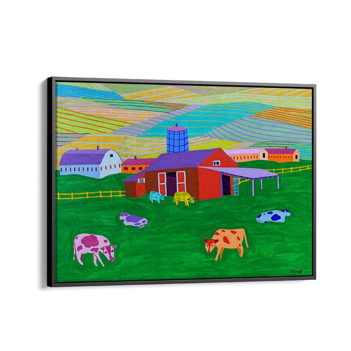 farm landscape art prints in Black Floater Frame