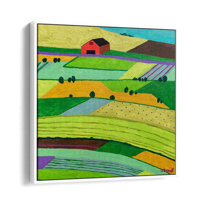 farmland one landscape art prints in White Floater Frame