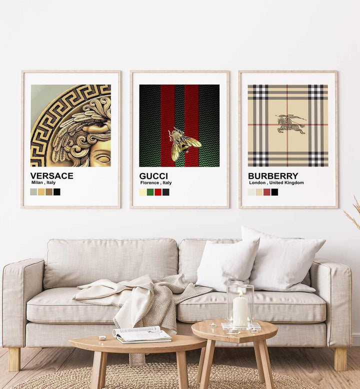 fashion brands set set of 3  placed on a wall