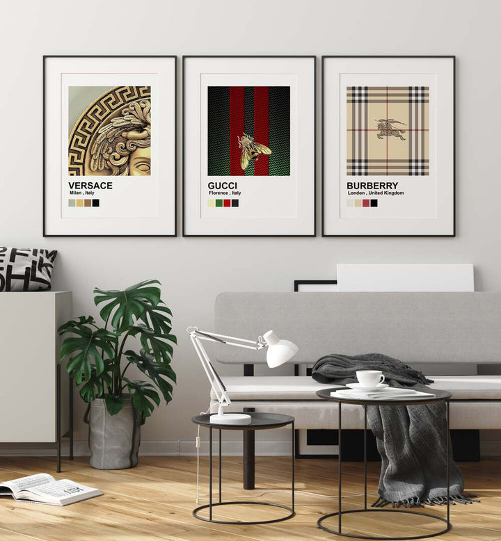 fashion brands set set of 3  placed on a wall