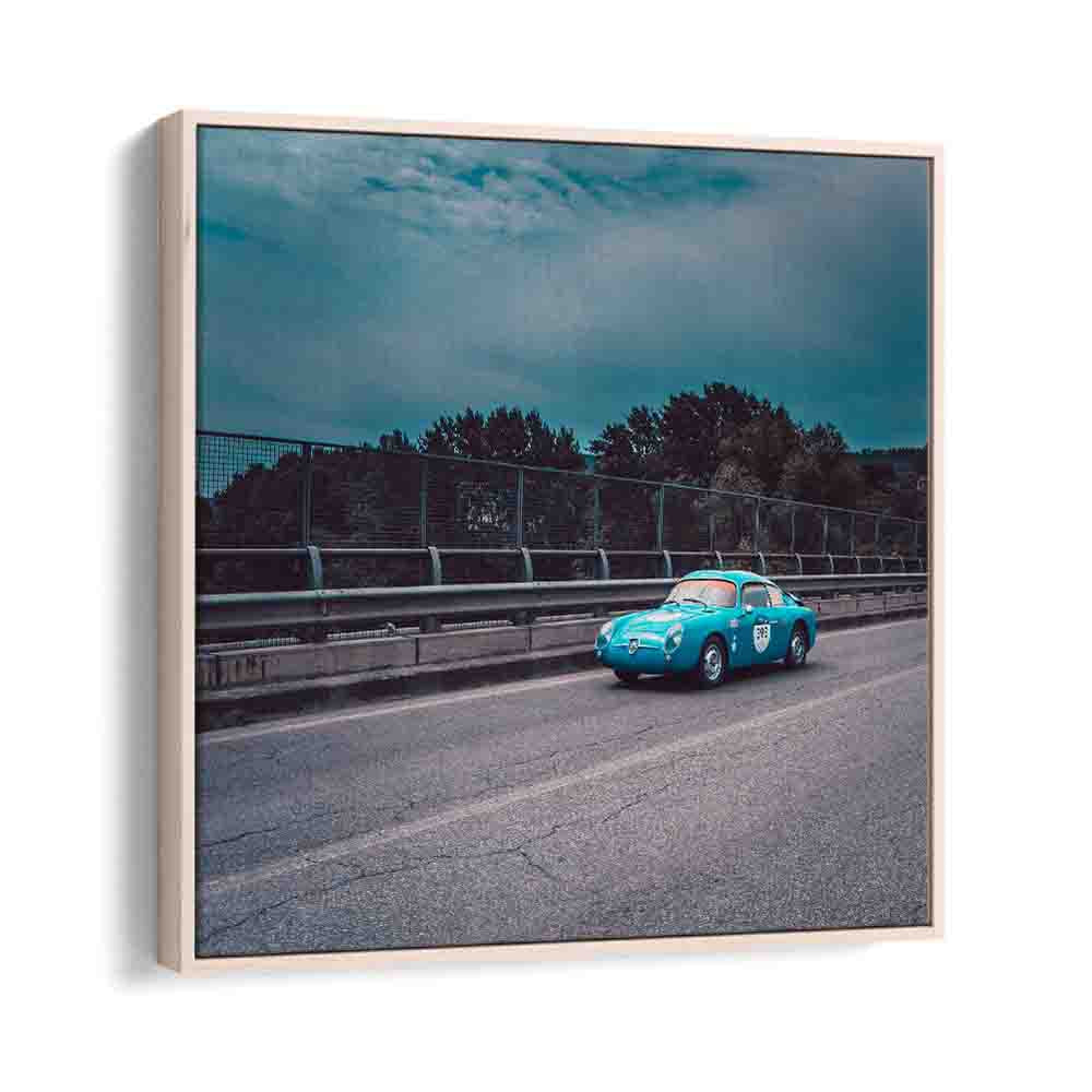 fast car car poster in Oak Wood Floater Frame